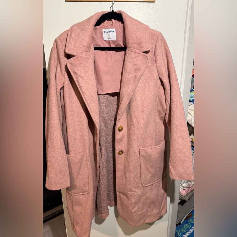 Old Navy Oversized Soft Brushed Overcoat in Pink Paradigm
